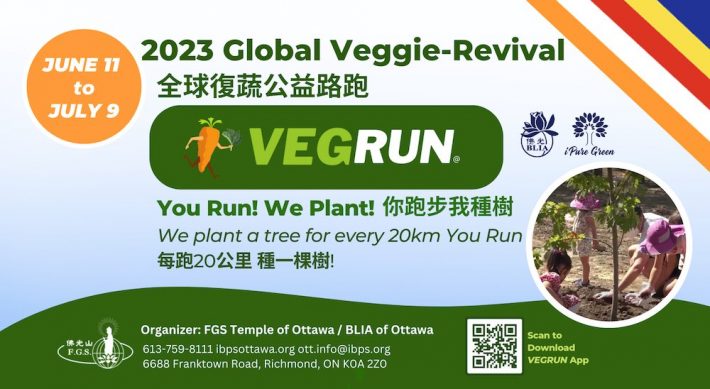 2023 VEGRUN banner, We plant a tree for every 20km you run/walk
